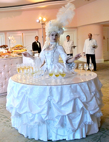 Marie Antionette White Dress Strolling Table
